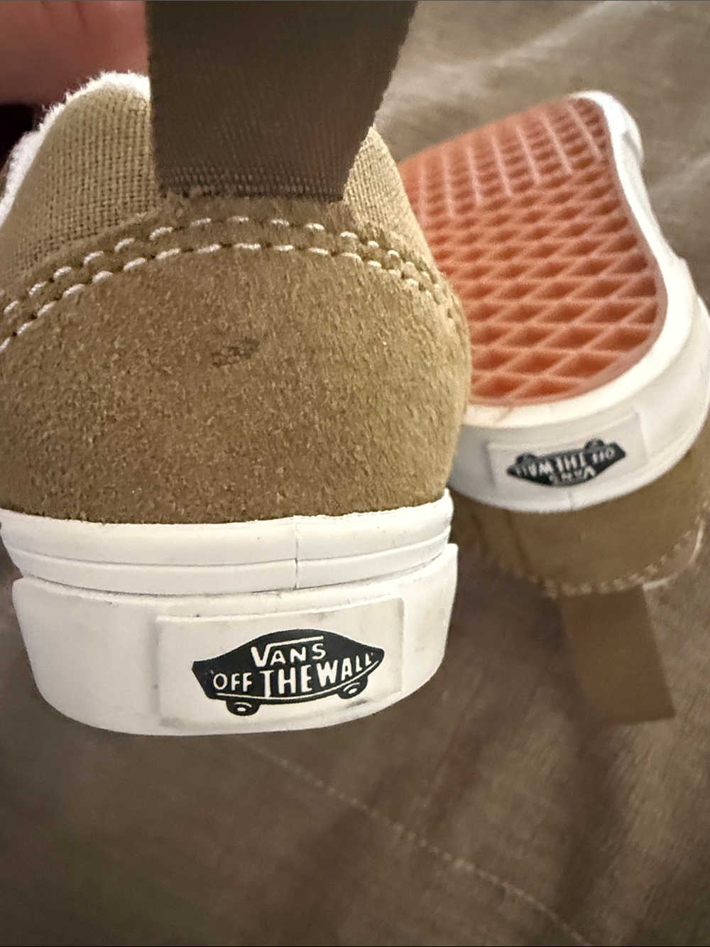 Vans Knu Skool Kids Olive Tan and White Low Top Elastic lace Sneakers 5.5 Todler - Picture 4 of 7